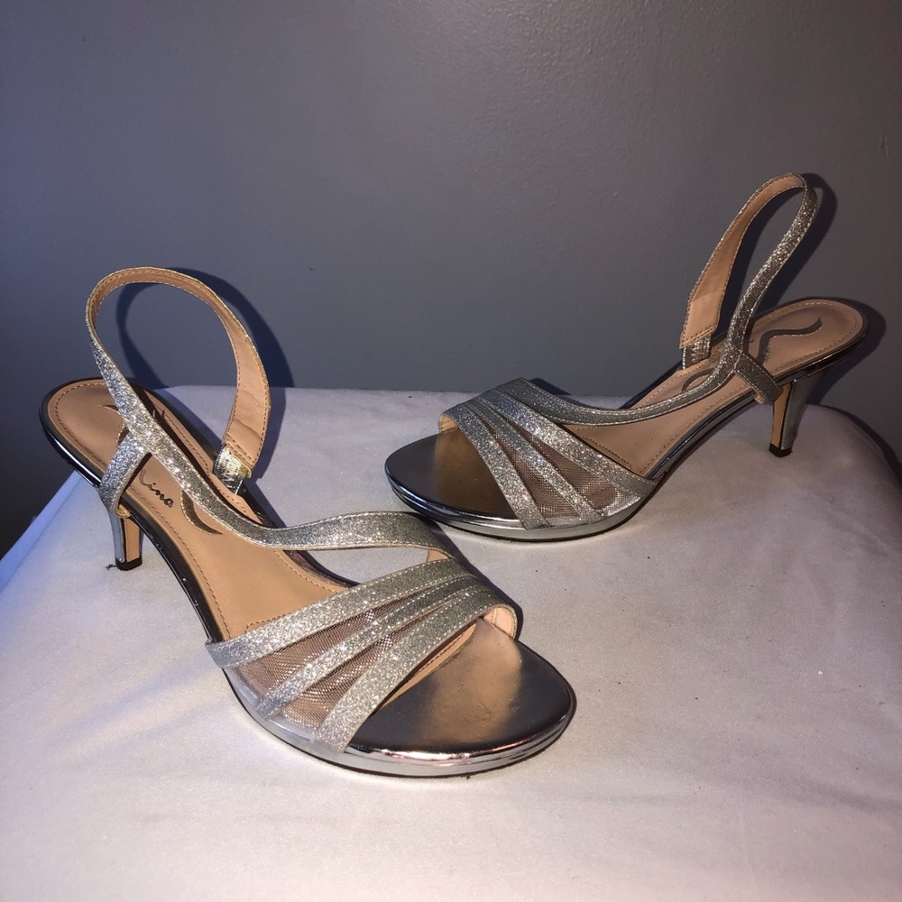 Silver sparkle heels